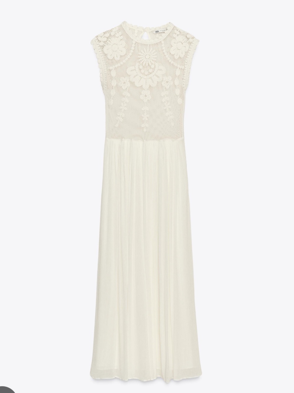 ZARA Embroidered Mesh Midi Dress Cream/Ivory NWT 6895/277 - Picture 6 of 6
